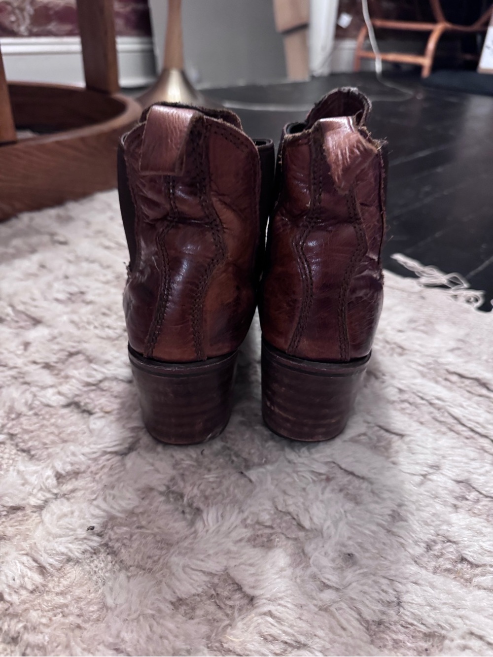 Frye Brown Leather Chelsea Bootie - Picture 4 of 7